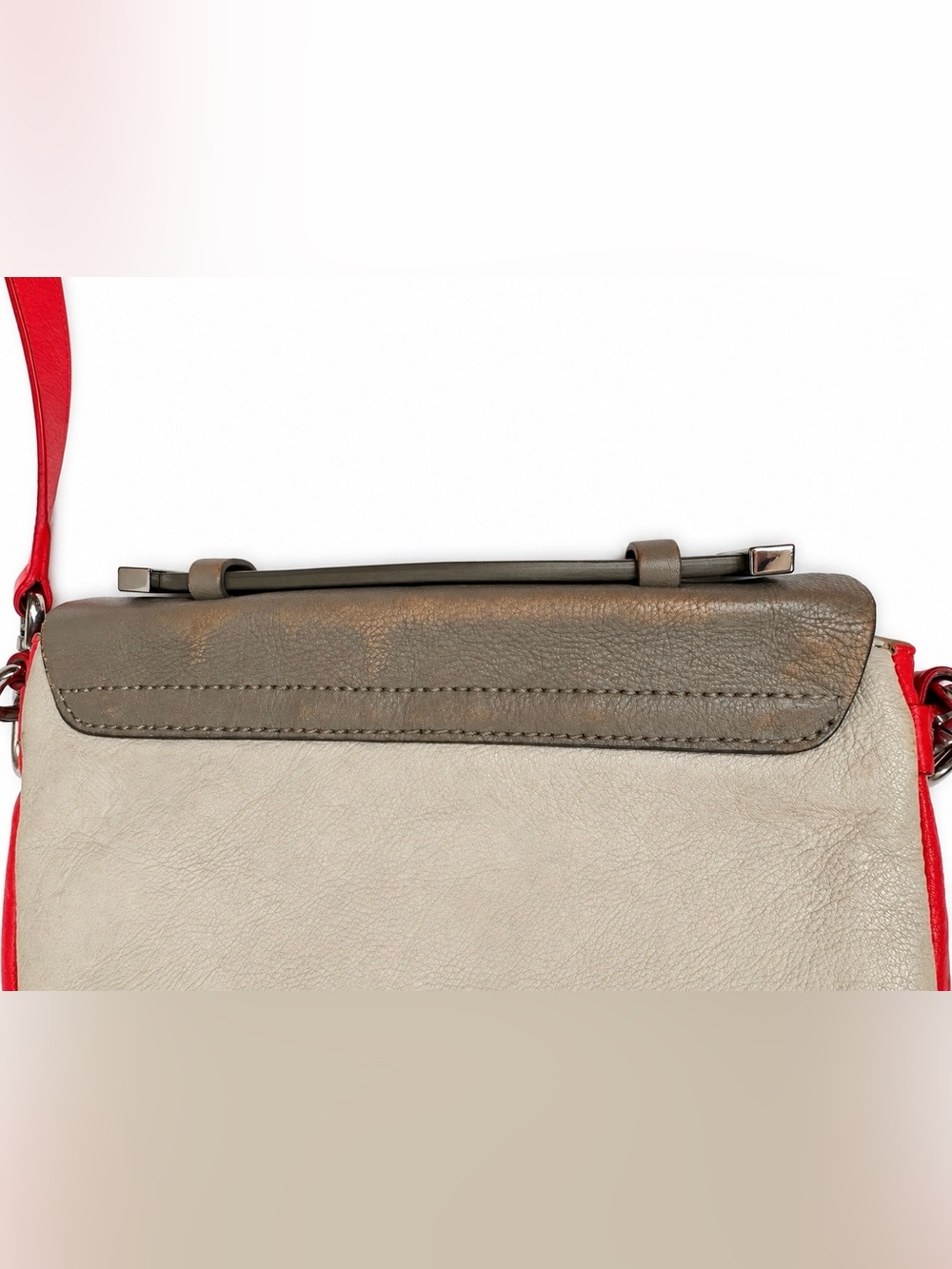 Marc by Marc Jacobs Two-Tone Leather Crossbody Bag Red Gray Cream Vintage Y2K - Picture 9 of 12